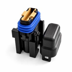 CONECTOR 2 VIAS FEMEA PORTA FUSÍVEL SPLASH PROOF UNIVAL COM TAMPA MTA