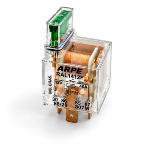 RELÉ 4 PINOS 40A TRANSPARENTE COM LED E FUSÍVEL ARPE